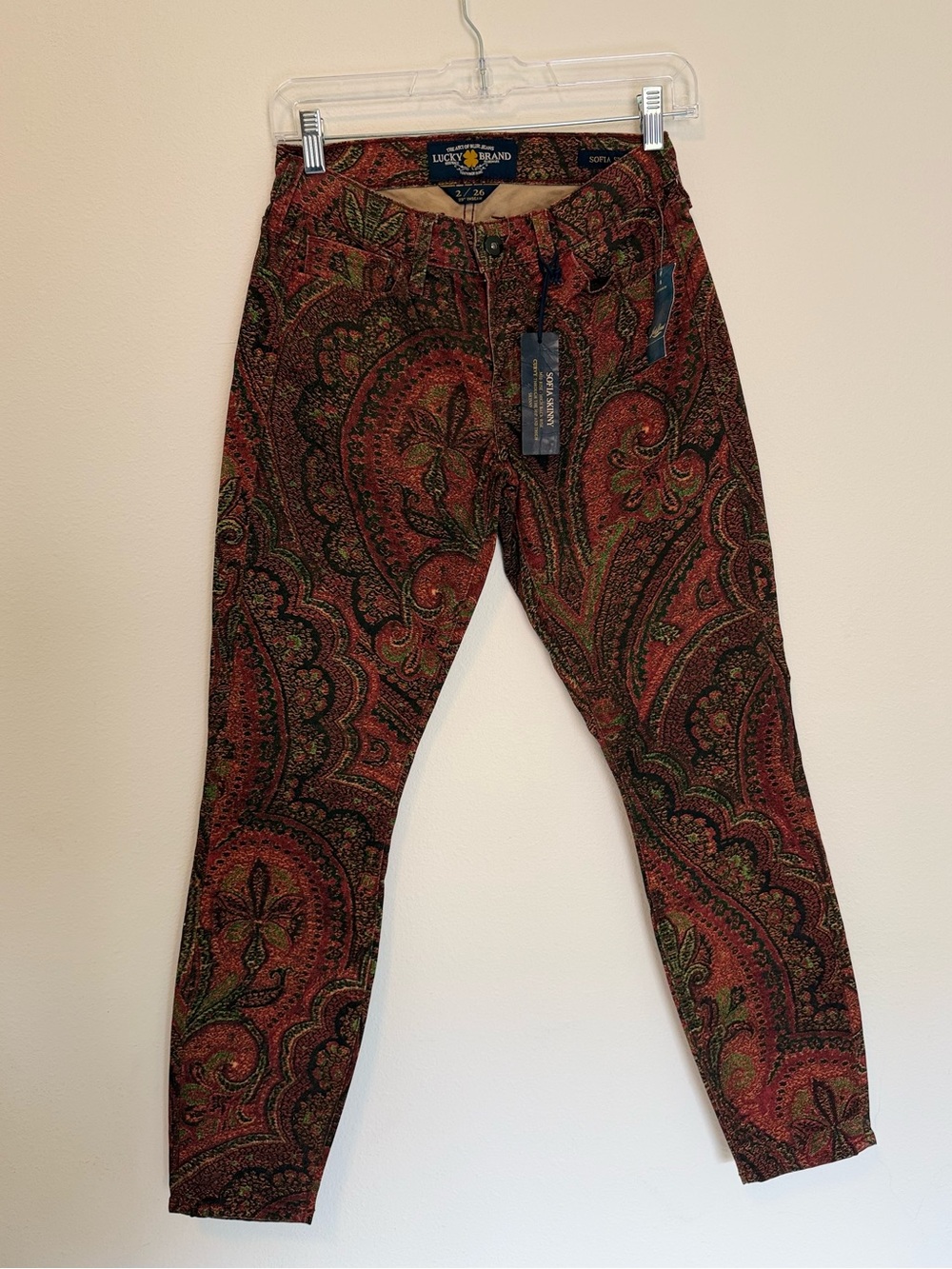 NWT Lucky Brand Sofia Skinny Paisley Print size 26